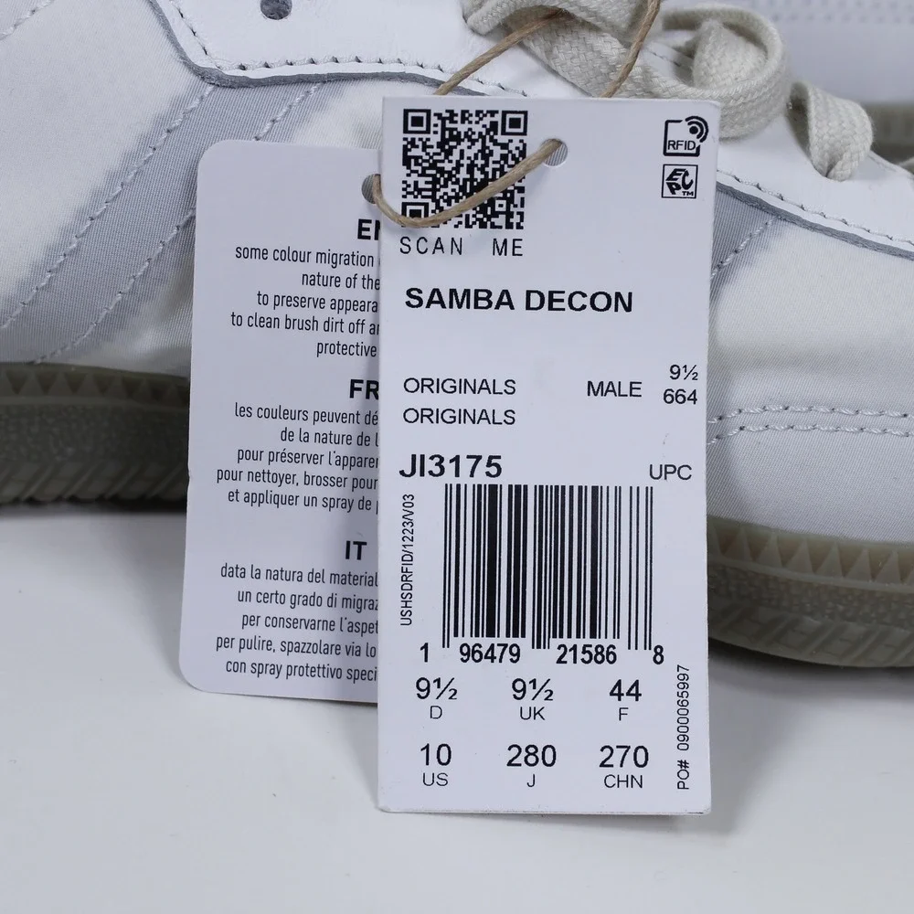 Adidas Originals Samba Decon White Black Gum Men's Size 10US / 9.5UK NWOB